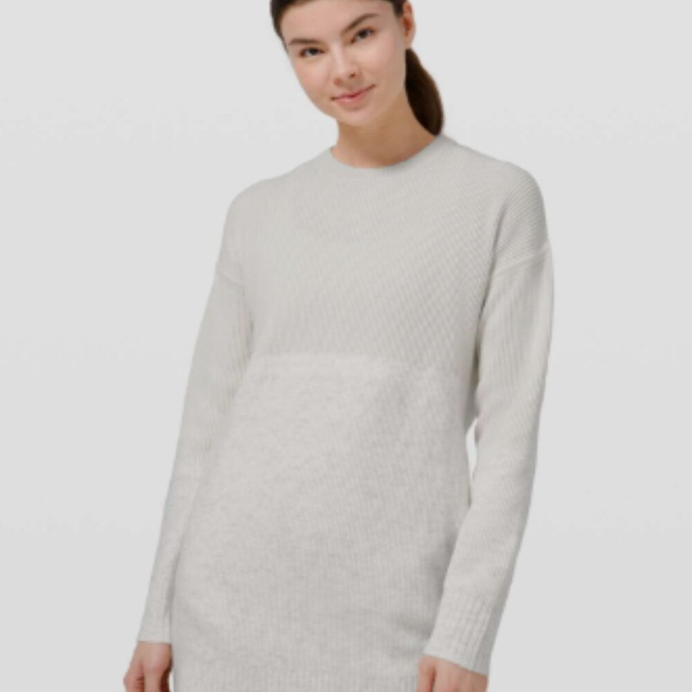 Lululemon Sweater Womens XS Cream Gray Restful Intention Cashmere Blend Pockets